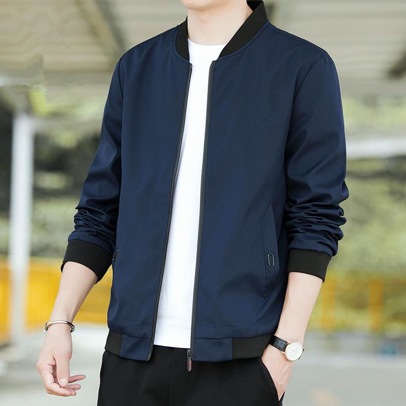 

Мужская повседневная куртка-бомбер большого размера - Модная верхняя одежда на весну/осень L темно-синий