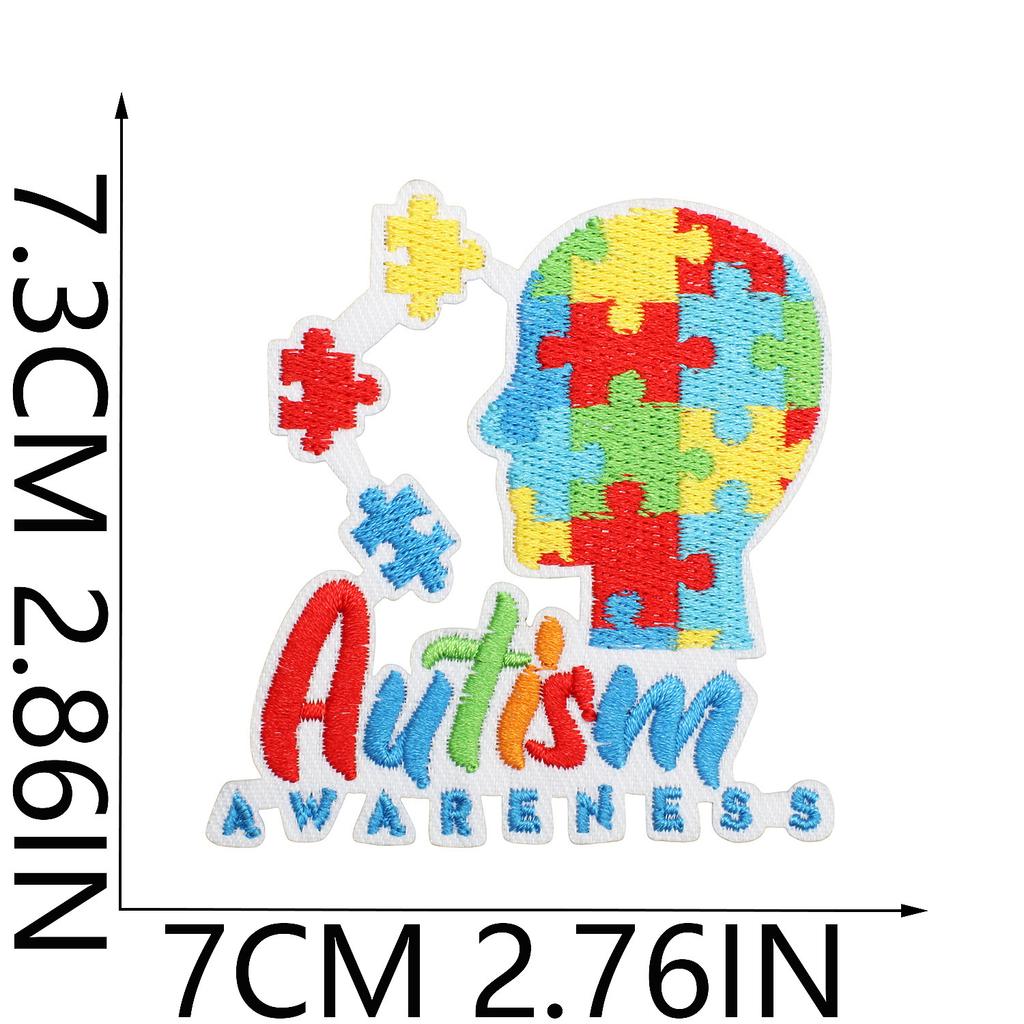 Färg pussel broderi tyg klistermärke liten dinosaurie dator broderi etikett tecknad sköldpadda autism kampanj patch klistermärke strykning