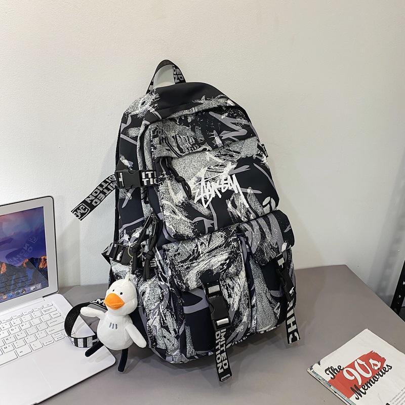 Spot Graffiti Streetwear Lightweight Backpack for Students & Casual Use