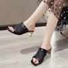 Fashion 2025 Summer Chanclas Mules Breathable Women Slippers Round Toe Strange Style Microfiber Lace Slippers Cover Toe Women Flip Flops