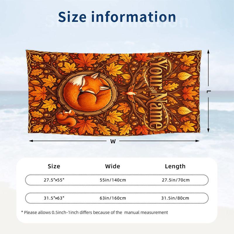 Forest Nature Theme Beach Towel Personalized Custom Name & Text Soft Quick Dry Beach Towel for Swimming Travel