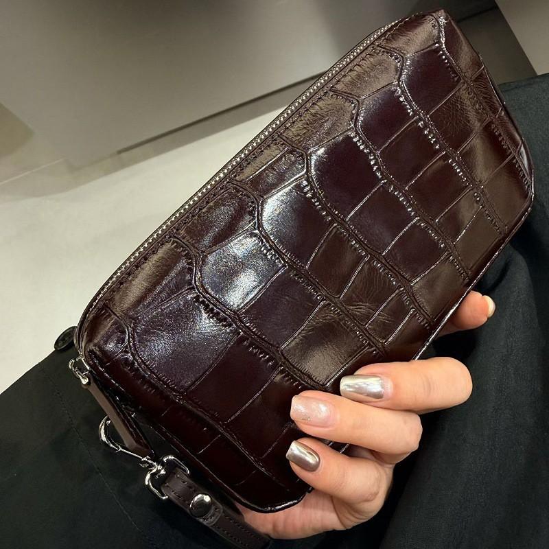 Womens Genuine Leather Crossbody Bag Small Phone Purse Crocodile Clutch Daily Use
