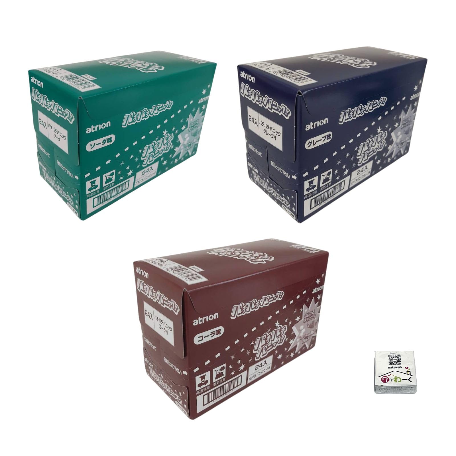 

Atrion Seika Crackling Panic Cola 5 г Виноград 5 г Газировка 5 г [3 вида ассорти] Набор из 24 штук каждого + [Захватывающая оригинальная упаковка] Жевательная резинка Marukawa 1 штука