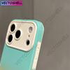 Gradient Color Matte Camera Protection Case For iPhone 17 16 15 14 13 Pro Max 2 IN 1 Large Window Anti-fall Bumper Phone Cover