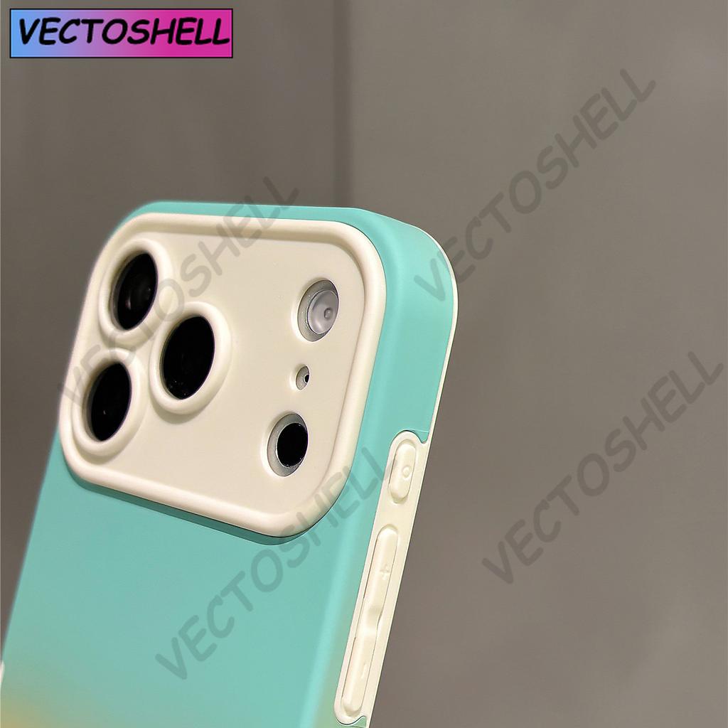 Gradient Color Matte Camera Protection Case For iPhone 17 16 15 14 13 Pro Max 2 IN 1 Large Window Anti-fall Bumper Phone Cover