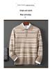 Men's 100% Wool Color Block Stripe Polo Collar Sweater, Autumn/Winter Collection