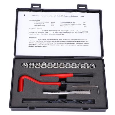 Kit de réparation de filetage 17 pièces M10x1.25 Acier inoxydable Jeu de tarauds à refileter pour filetage femelle