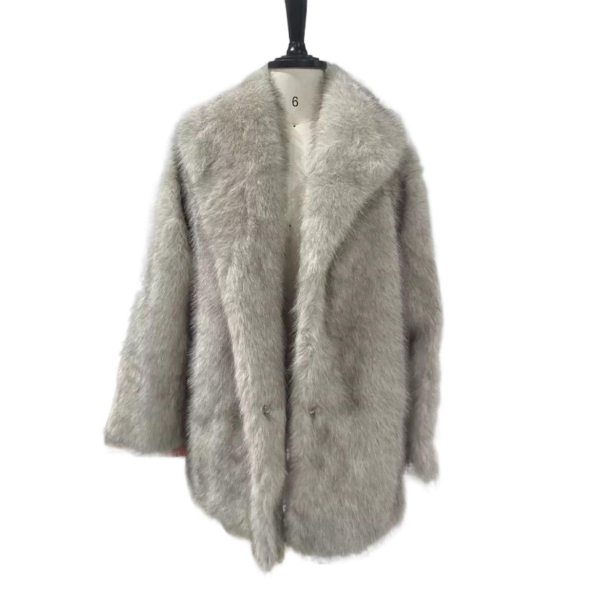 

VAYLA Women Luxurious Lapel Faux Fur Coats Fashion High Street Long Sleeve Oversize Cardigan Jacket Thick Winter Warm Female Outerwear S