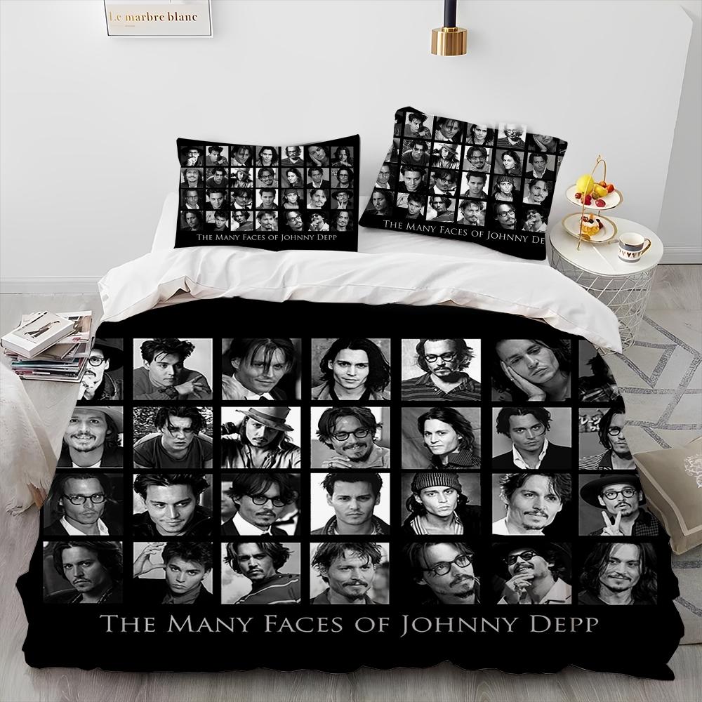 3D Printing Johnny Depp Series Comforter Bedding SetDuvet Cover Bed Set Quilt Cover PillowcaseKing Queen Size Bedding Set Kids