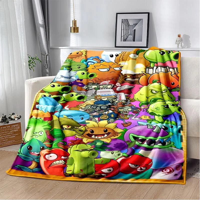 P-Plants vs. Z-Zombies Game Blanket with Peashooter Design Ideal for Sofa and Bed Cover throw blanket