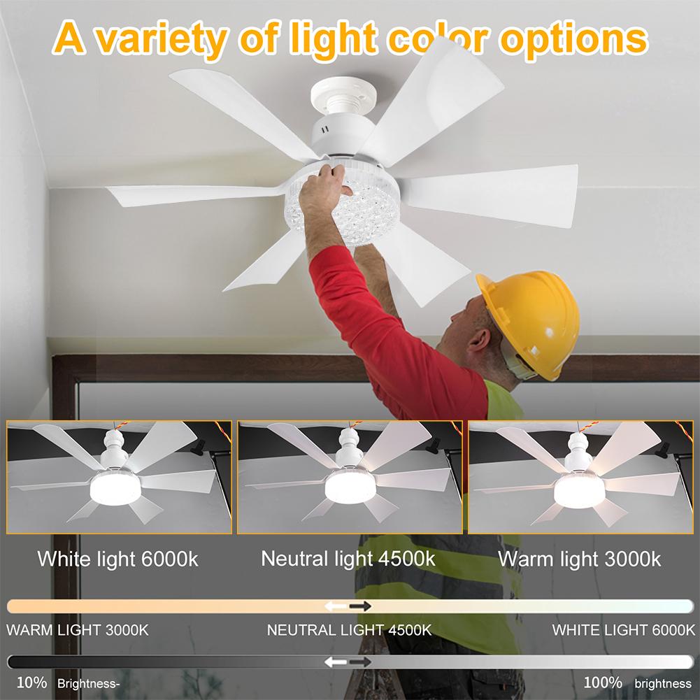 Ceiling Fan with Light LED Light Fan Adjustable Wind Speed Timing Wireless Fan Crystal Ceiling Fan Light for Living Room Bedroom