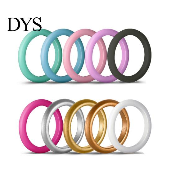 10Pcs Women Fashion Silicone Wedding Band Ring Jewelry Solid Color Party Gift