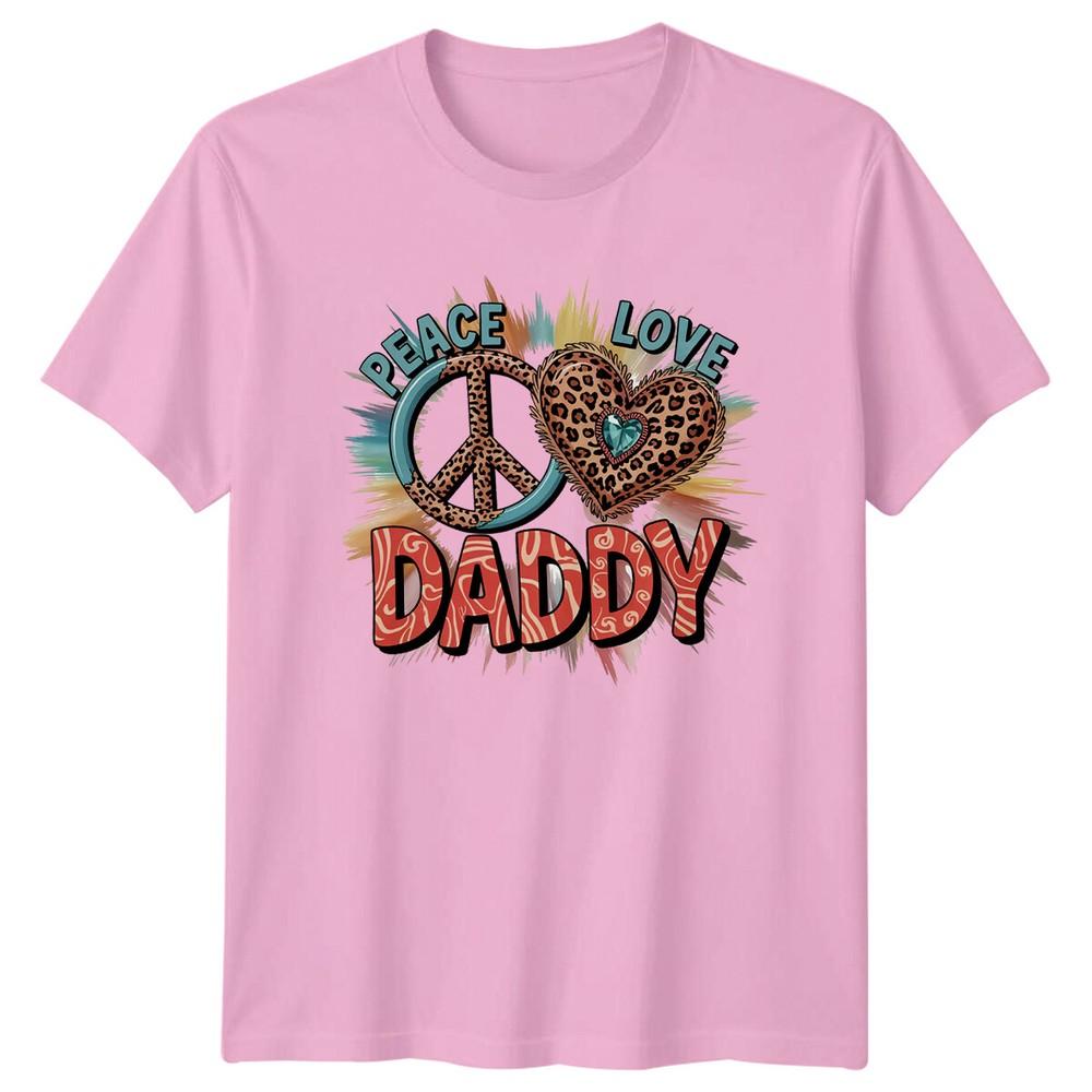 Peace Love Daddy Leopard Heart Fathers Day Graphic TShirt