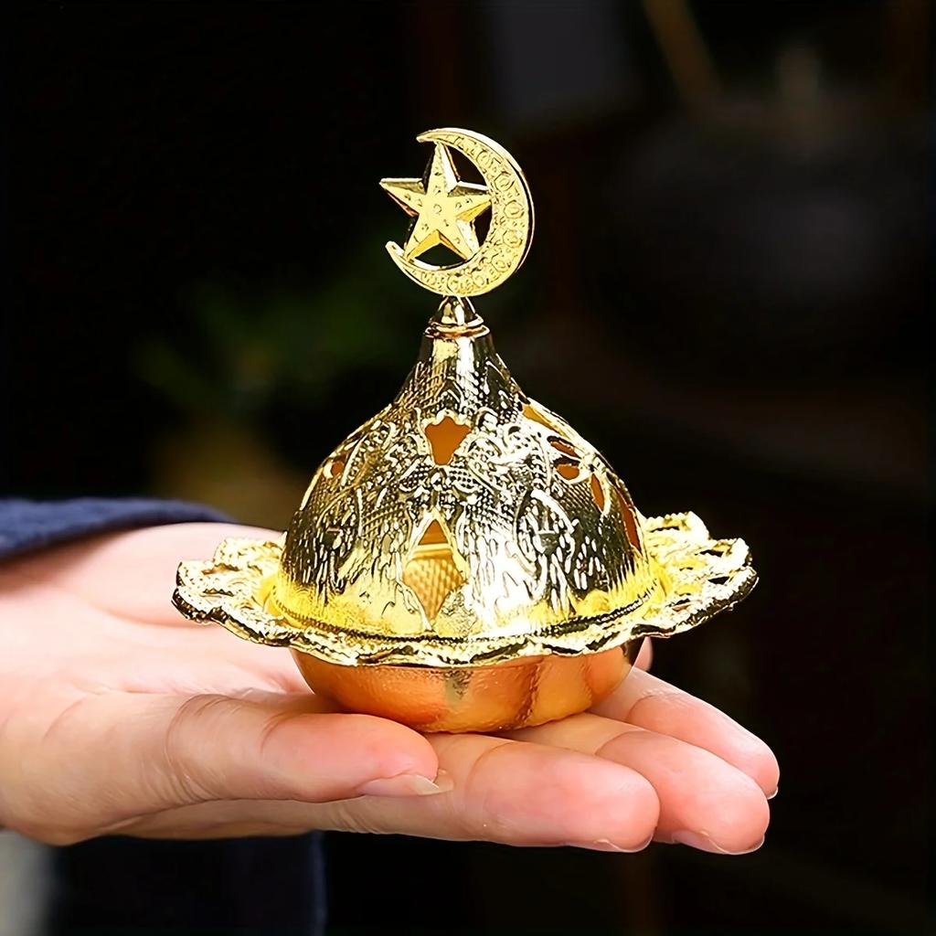 Mini Crown Retro Copper Hollow Out Incense Stick Burner Holder Golden Arab Burner Catcher Home Decoration Sandalwood Censer