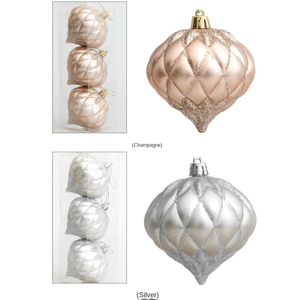 3Pcs/Box Painted Onion Balls Christmas Tree Ornament Plastic DIY Crafts Painted Christmas Gifts Boxes Pendant Hanging Ornament