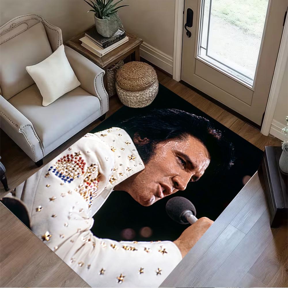 Elvis Presley: Rock Roll Carpet Perfect for Entryway Study room Balcony Game Room Anti-slip Rug Anime Office Decor Best for Christmas