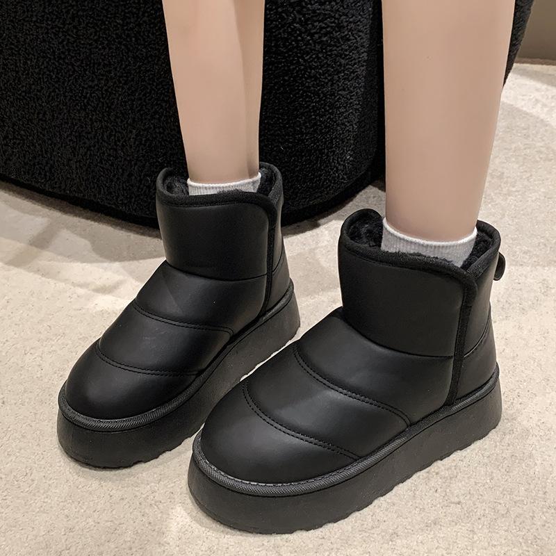 thick-soled bread snow boots for women's winter new thickened warm casual cotton boots for women's large-size cotton shoes for women