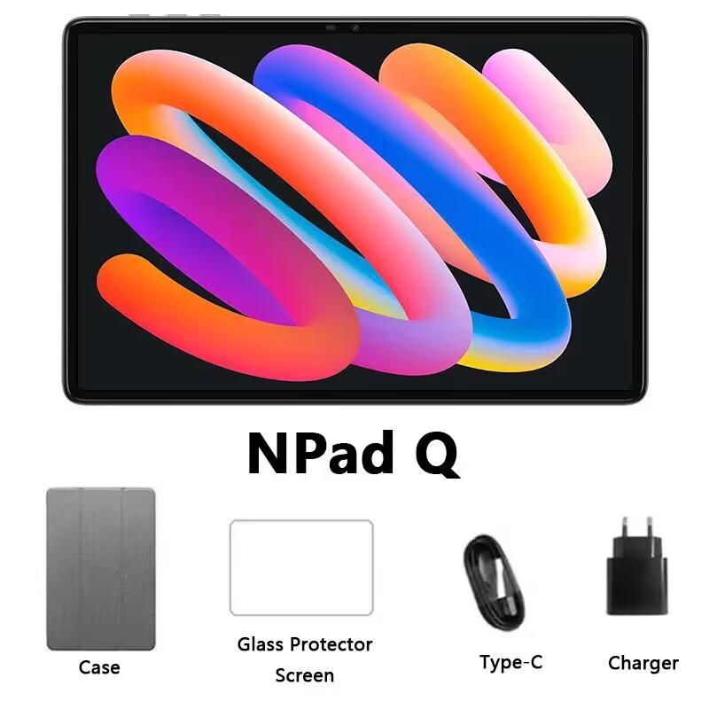 N-one NPad Q Nettbrett med Læretui og Herdet Filmsett, 10.1'' HD IPS Berøringsskjerm, MTK 8183, Android 13, 6GB RAM 128GB ROM, 13MP+5MP Kamera
