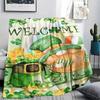 St.Patrick's Day Green clover Print Flannel Blanket,High quality Comfortable for All Seasons,Home Decor,Warmth and Comfort,Perfect for Christmas Gifts