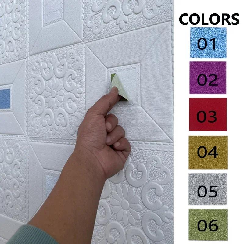 10pcs Foam 3D Roof Stickers Self-adhesive Ceiling Decorative Panels Waterproof Wallpaper Living Room Bedroom Home Decoration