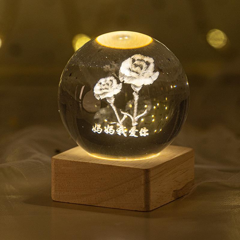 Minge de cristal 3D de 6 cm Planetă de cristal Lumină de noapte gravată cu laser Sistem solar Glob Astronomie Cadou de zi de naștere Decor pentru birou de acasă