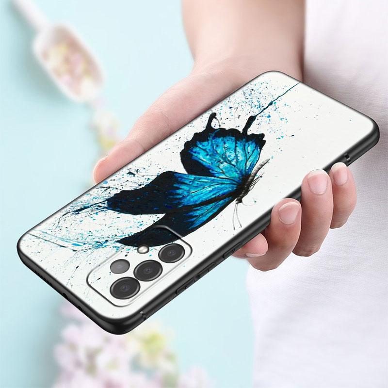 Cartoon Blauer Schmetterling Handyhülle für iPhone Samsung Galaxy Redmi Xiaomi Oppo OnePlus Note SA 7 8 9 10 11 12 13 14 20 21 22 23 53 54 Pro Max Ultra