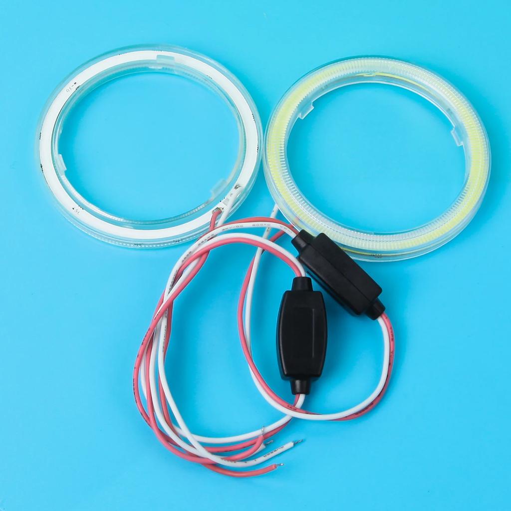 2 Stück COB-Angel-Eye-LED-Weißlicht-Autoscheinwerfer Motorrad-Kreisringlampe 12-24V Styling-Licht Dekorative Lichter