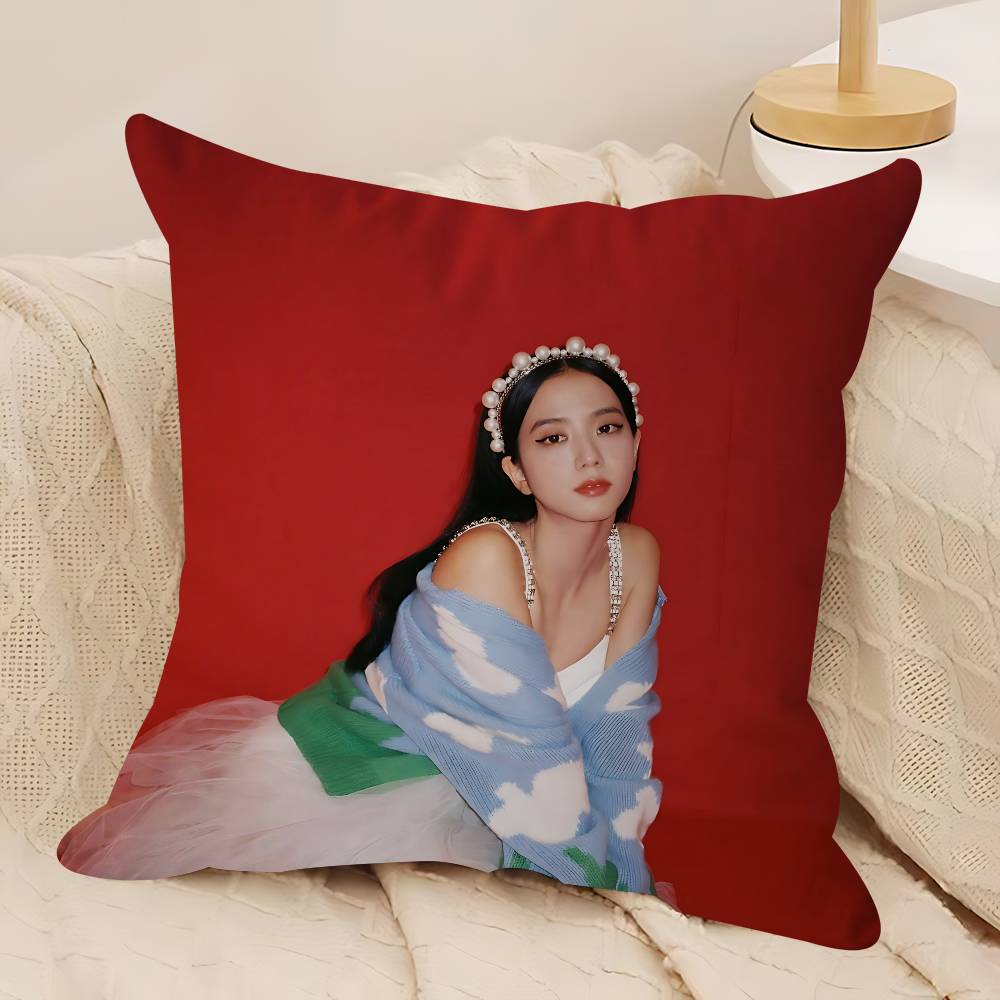 

K-kim J-jisoo Pillow Case Removable Washable Cushion Cover – All-Season Soft Linen 12x12Inch