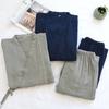 Kimono Lace-up Spring and Autumn Pajamas Men's Three-quarter Sleeve Double-layer Cotton Home Service Summer Gauze Solid Color Japanese Suit