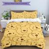 3pcs Set Pooh Bear1pc of Quilt Cover+2pcs of Pillowcase, No Core, Print Bedding, All Seasons Bedroom Setting055