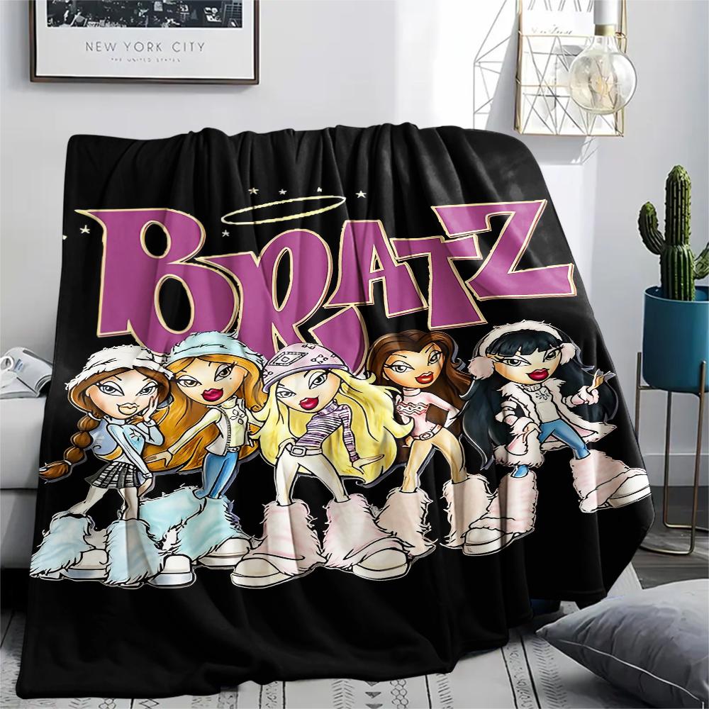 1pz Coperta di Flanella con Stampa Bratz, Alta Qualità per Tutte le Stagioni, Arredamento per la Casa, Calore e Comfort, Perfetta per Regali di Natale