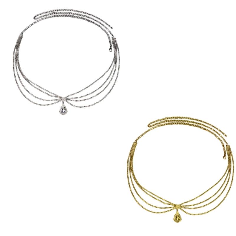 Chain Belt For Women Waist Chain Belt Water Drop Chain Belly Chain For Dress Western Rhinestones Belt Waist Chain