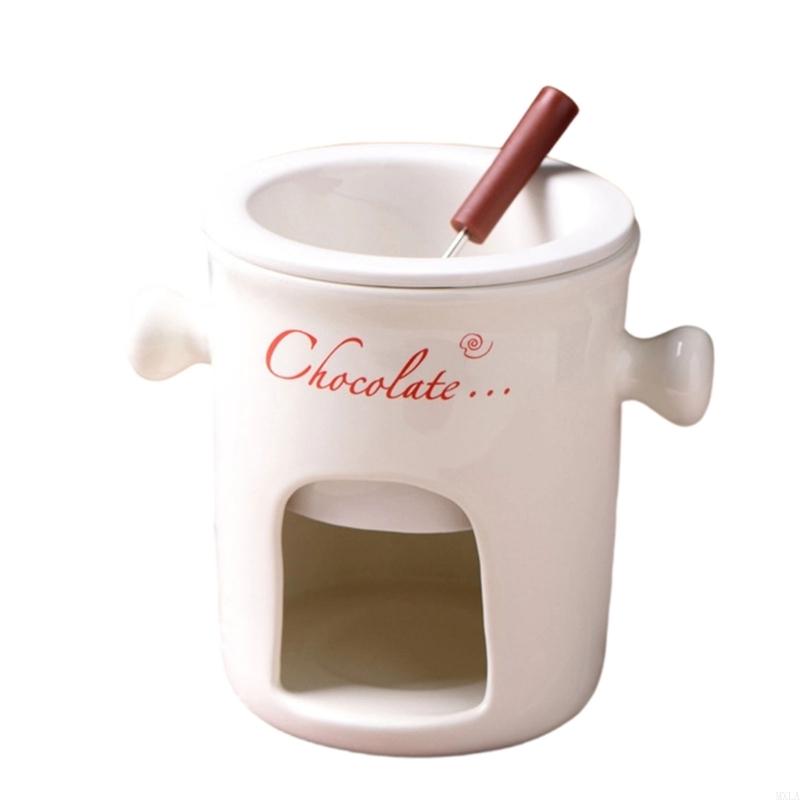 Mxla Microwave Safe Ceramic Fondue Cup For Melting Chocolate Cheese Butter And Caramel
