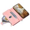 For iPhone 16e Case Rhombus Imprinted Zipper Wallet Leather Cover with Strap