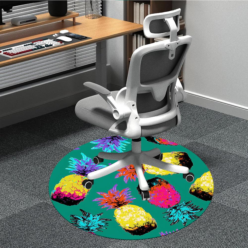 

1pc Pineapple Pattern Office Round Rug, Non-slip, Soft and Durable Office Rug for Interior Decoration, Perfect for Office, Beautiful Decoration yy2603 80cm by 80cm