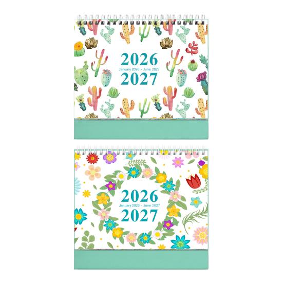 2026-2027 Floraler Schreibtischkalender Spiralbindung Januar bis Juni 18 Monate Monatsplaner Heim Büro