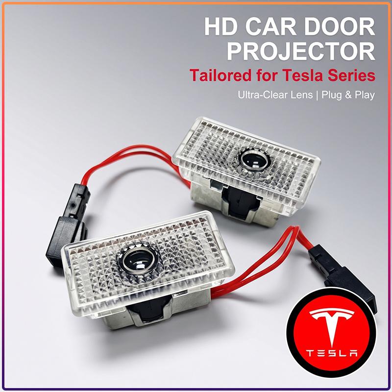 2 szt. Samochodowe Projektory LED na Drzwi Powitalne Bezprzewodowe Światła Cienia Duchów na Stopień Dla Tesla Model S Model X Model Y Cybertruck Model 3 Model Y