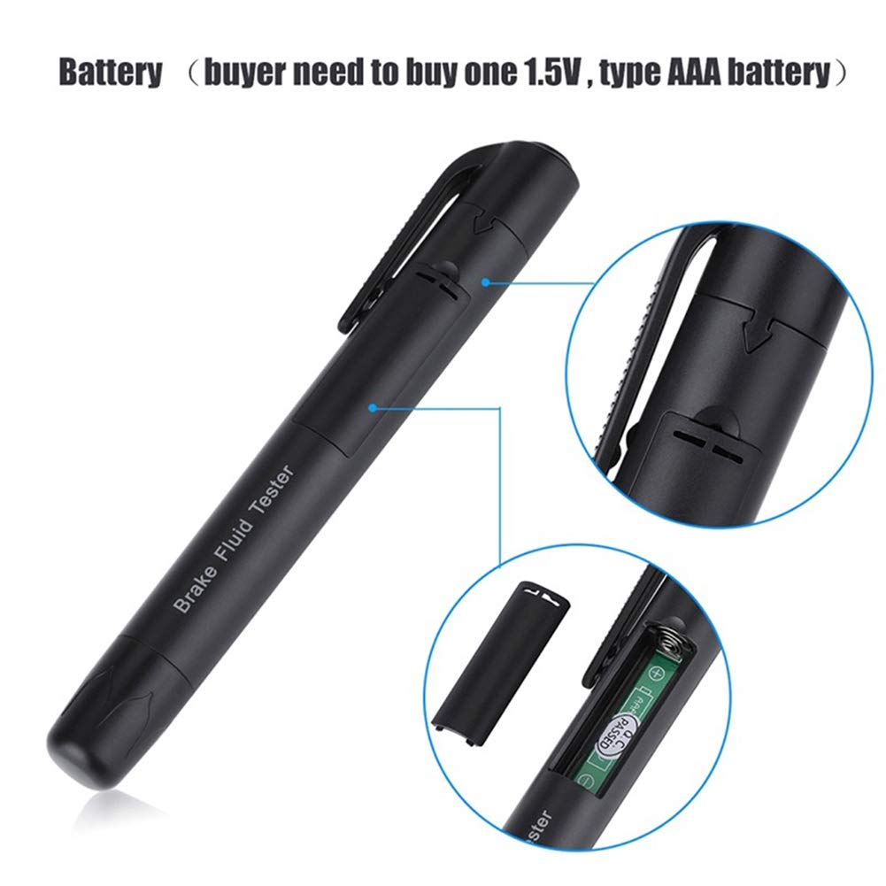 Brake Fluid Liquid Tester, Auto Diagnostic Testing Tool, Oil Moisture Analyzer with 5 LED Indicators, Auto Diagnostic Checker Tool for DOT3 DOT4