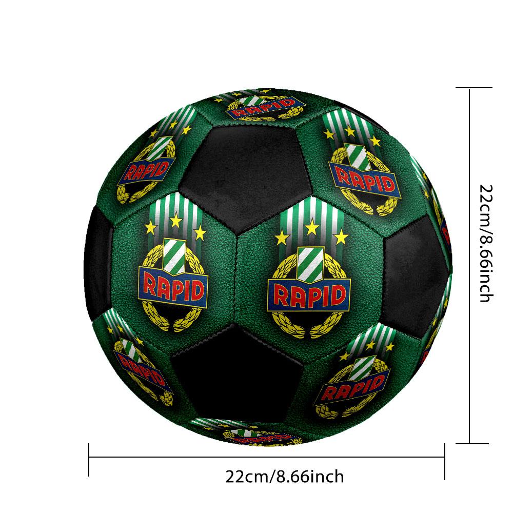 Rapid Wien Size 5 Soccer Ball, Machine-Stitched PVC, Durable & High Bounce, All Ages Fit, Fan Merchandise, Matches & Outdoor Use.
