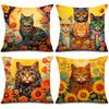 Retro Pop Style Cat Theme Digital Printing Pillow Cover Short Plush Suitable Living Rooms Bedrooms Sofas Throw Cushion Cover