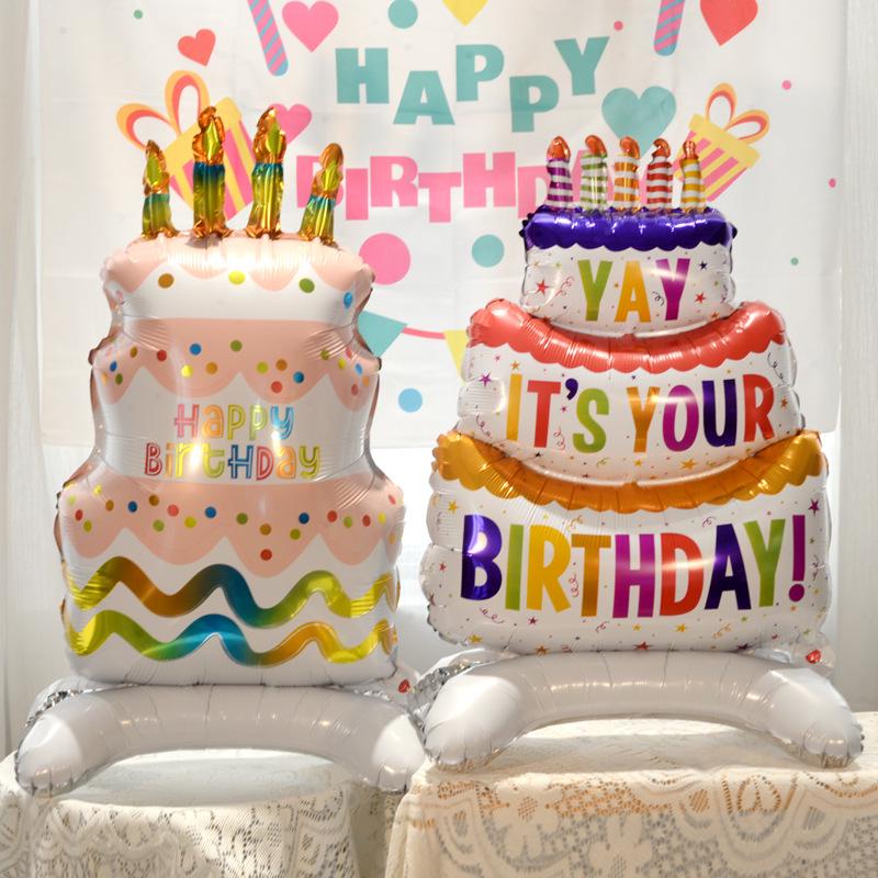Large Cartoon Stand Cake Balloons for Kids' Birthday Party Decorations