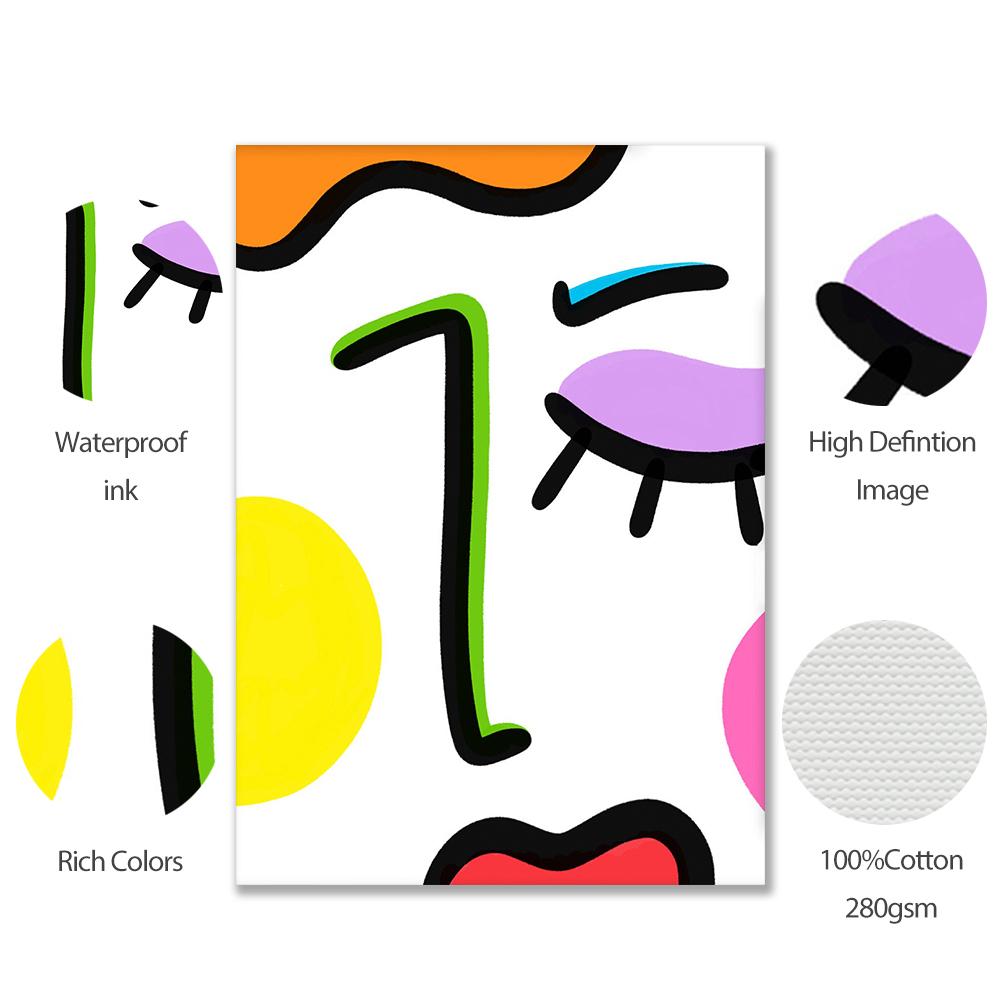 Girl Power Kolorowy Cytat Grafiki Abstrakcyjna Twarz Nakrapiany Plakat na Płótnie Wystrój Domu Salon Skandynawski Ściana Nieoprawiony Obraz