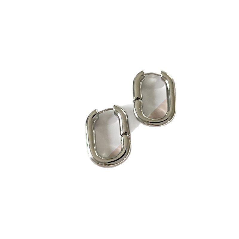 French Retro Minimalist Oval Geometric Hoop Earrings for Women