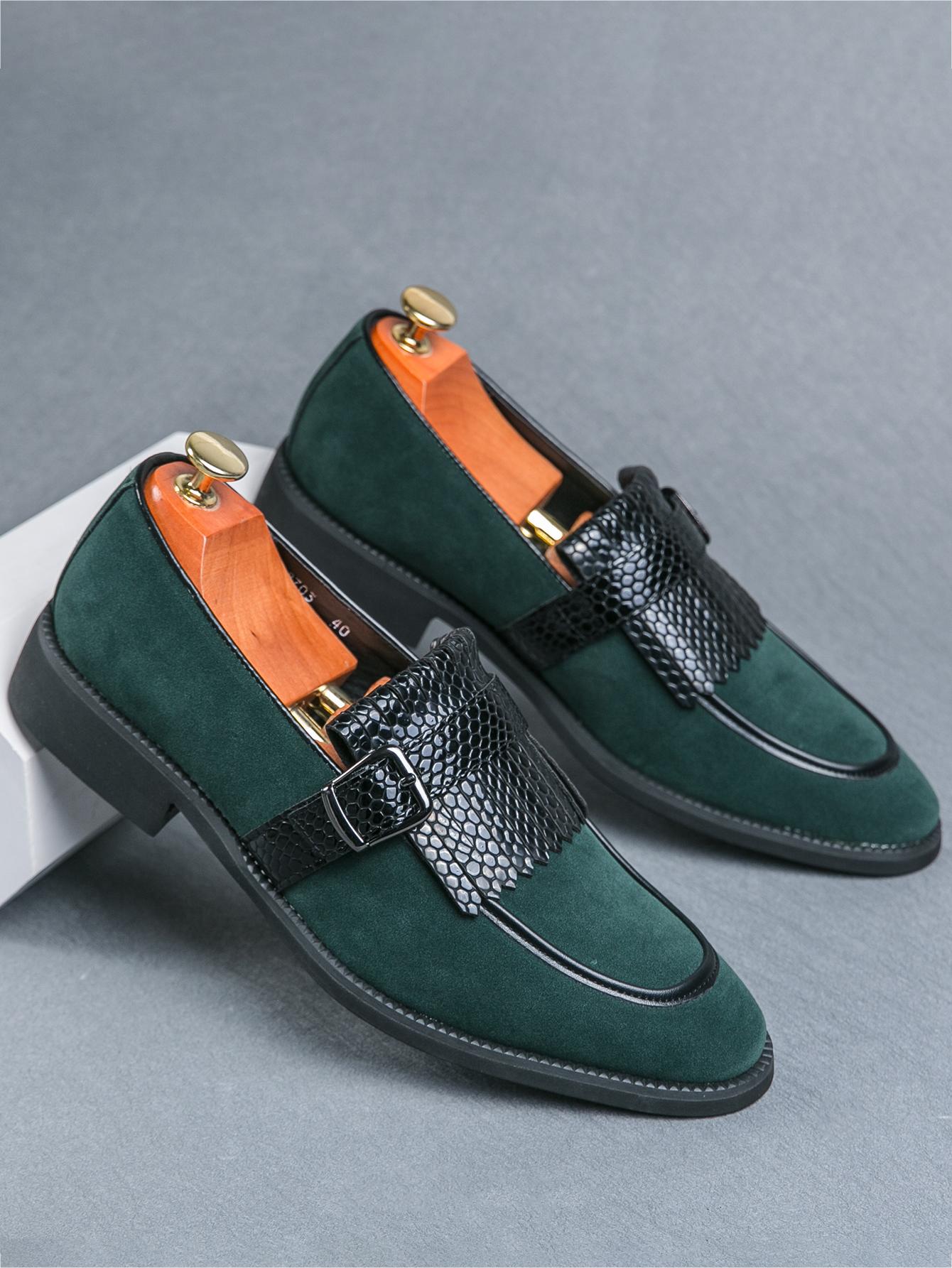 

Fashion Trendy men s pointed leather shoes Fashion designer style Party wedding casual business men s Large size Slip on loafer 38-46 46 зелёный