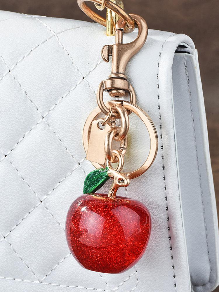 1pc Fashion Fruit Keychain Cute Red Apple Pendant Keyring For Backpack Decoration Exquisite Accessories Gifts