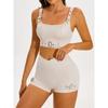 Fashion Locomotive Style Fitness Suit Women's Bubble Wrap Push Up Sports Bra Sexy Yoga Clothes Bra Shorts Two-piece Set