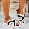 Fashion Fashion Concise Design Casual Flat Plush Slippers for Women 2025 Autumn New Soft Soled Comfortable Open Toes Breathable Draggers