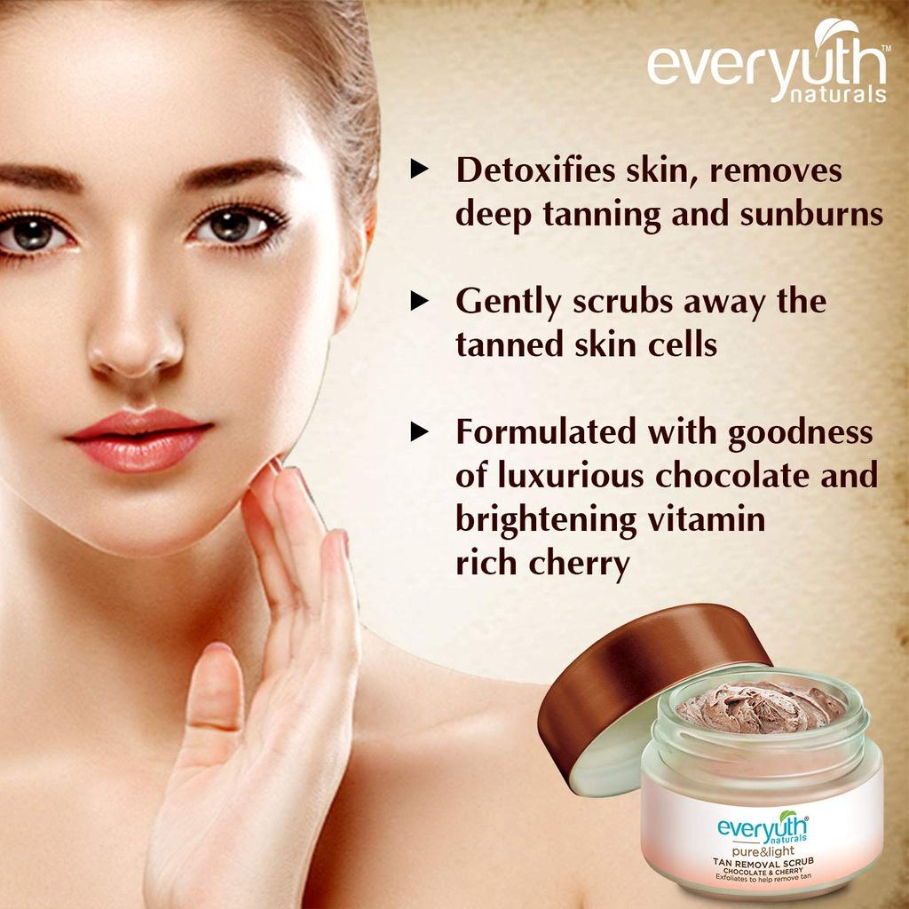 Everyuth Naturals Pure & Light Tan Removal Choco Cherry Scrub, 50gm
