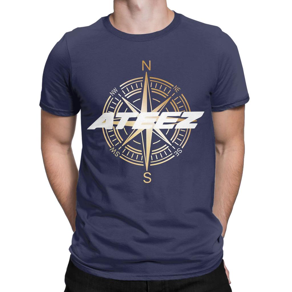 Ateez Compass Design Graphic Funny 100 Cotton Tshirt Ateez Sunset Dream Logo Tees Tops For Unisex
