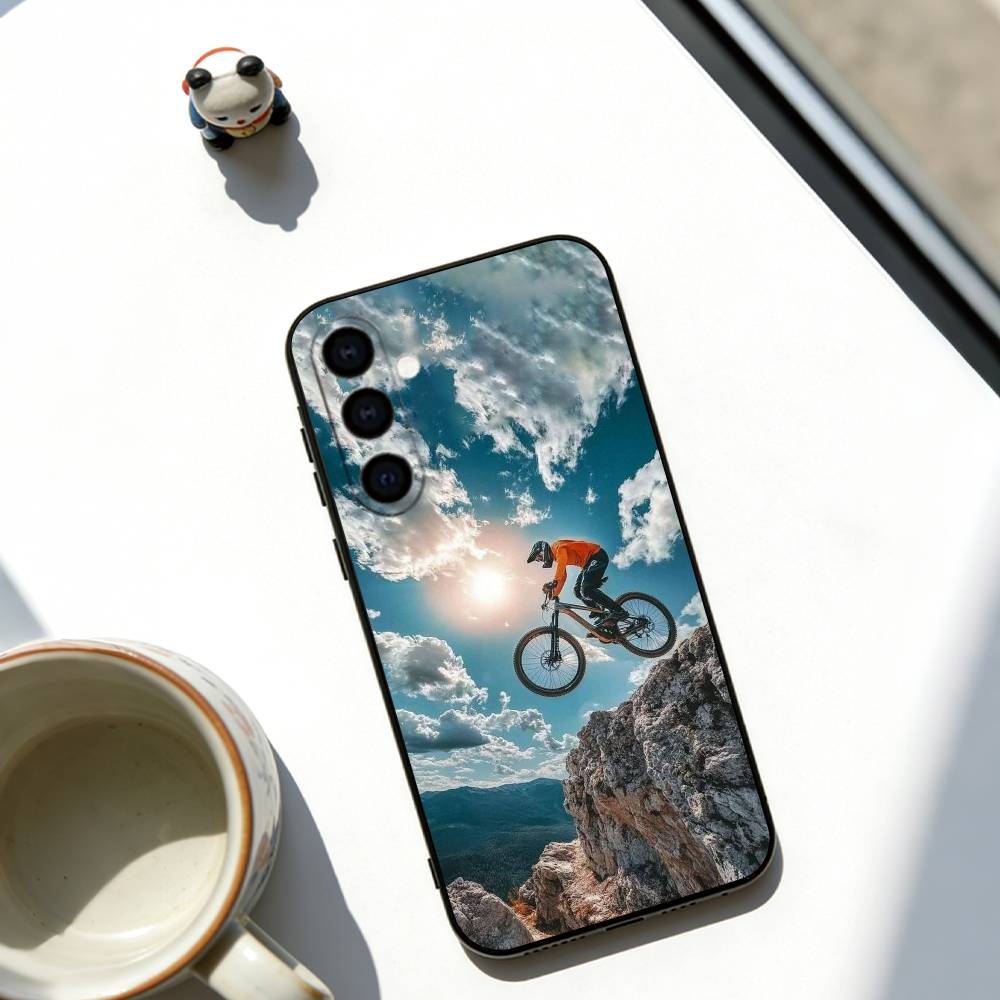 

Mountain biking Phone Case Black Silicone Soft For Samsung Galaxy A73,A72,A71,A70,A53,A52,A51 Samsung a71 4g